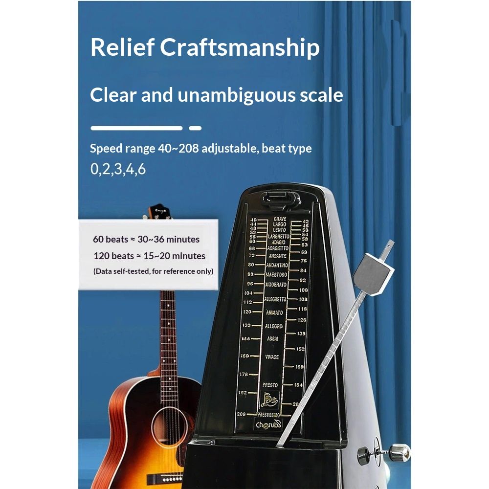 Black Mechanical Metronome with Bell