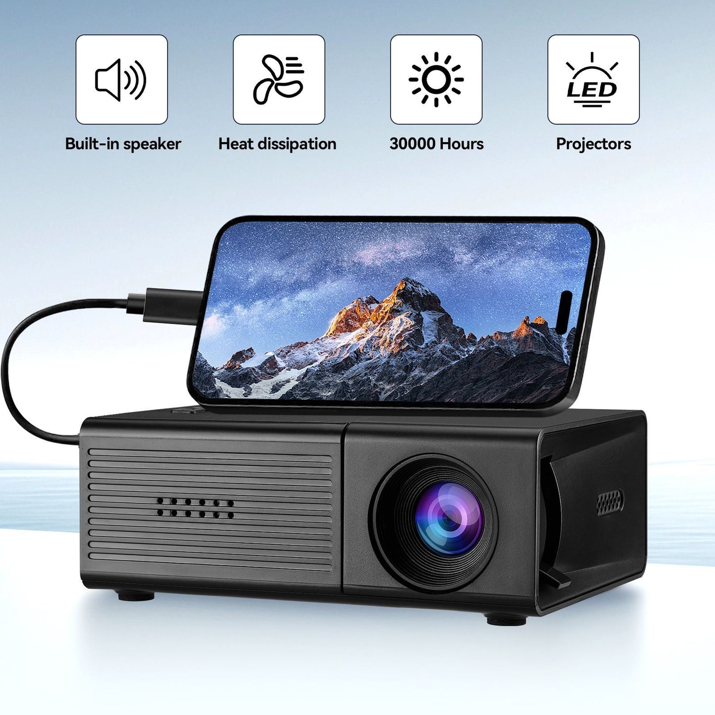 Black M3S Mini Projector 1080P AU Plug