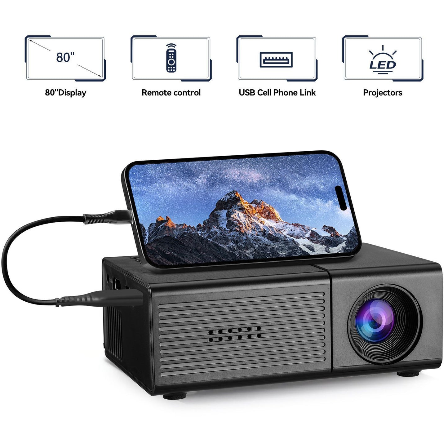 Black M3S Mini Projector 1080P AU Plug
