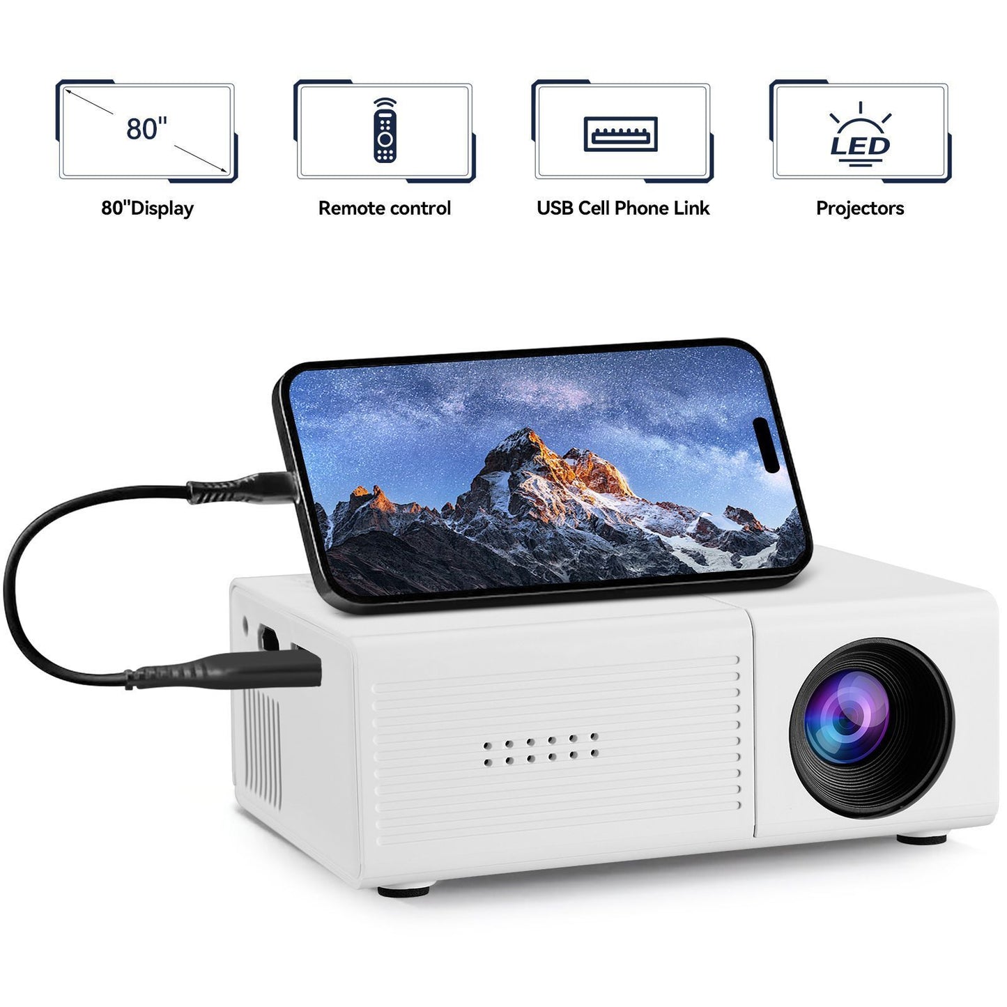 White M3S Mini Projector 1080P AU Plug