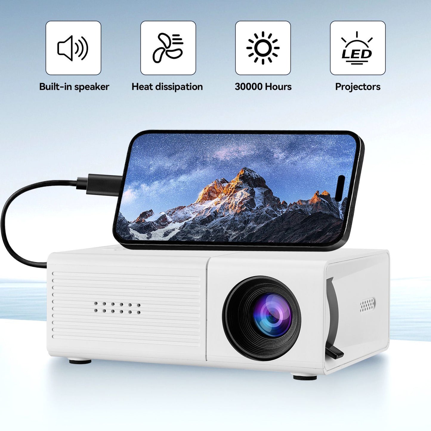 White M3S Mini Projector 1080P AU Plug