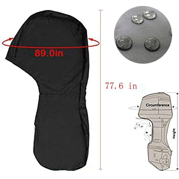 600D Oxford Outboard Motor Cover 30-60HP - Black