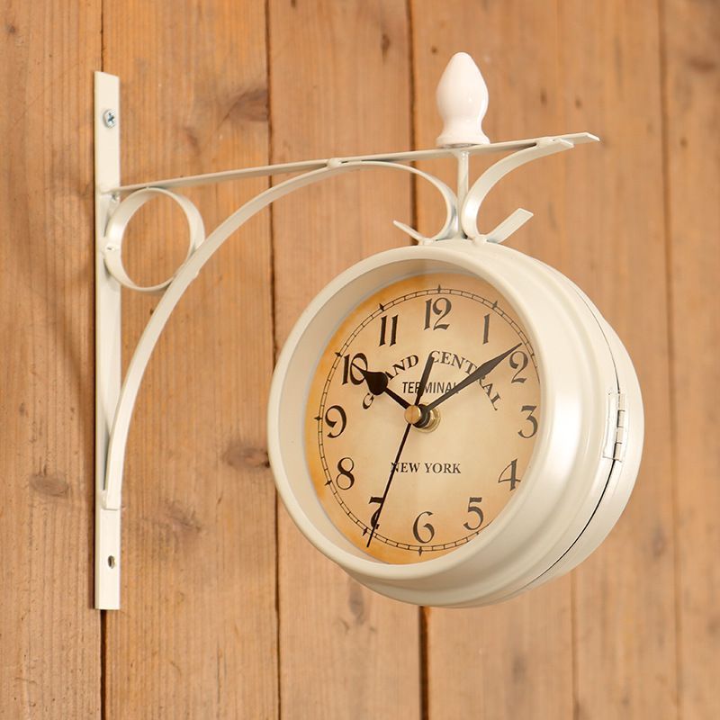 Retro Double-Face Wall Clock - White