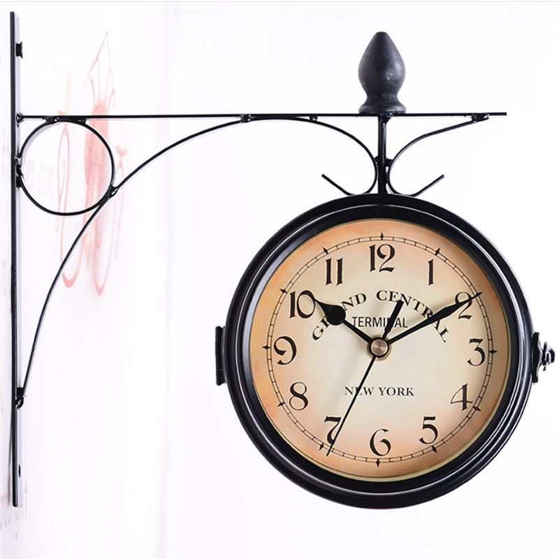 Retro Double-Face Wall Clock - White