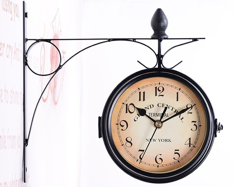 Retro Double-Face Wall Clock - White
