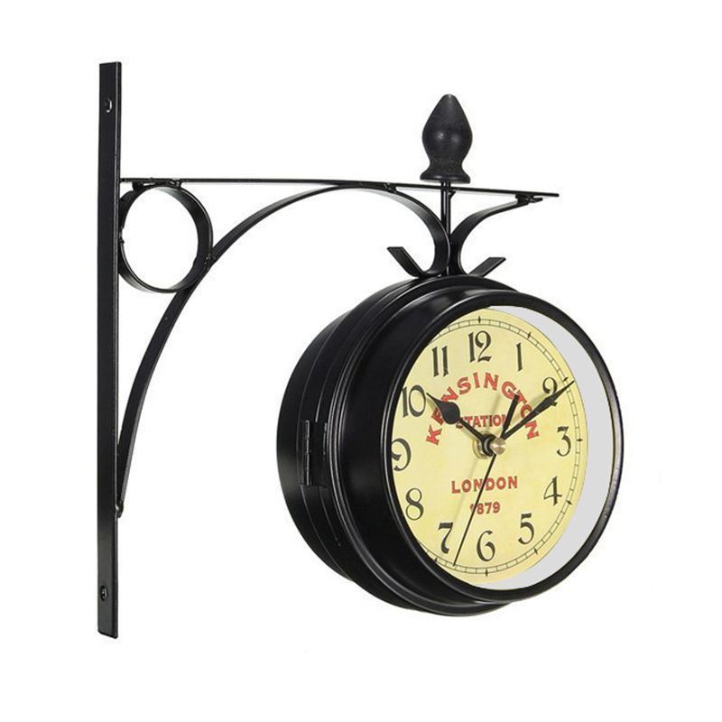 Retro Double-Face Wall Clock - White