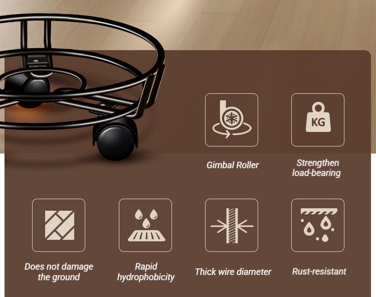 Round Plant Caddy with Wheels - Black