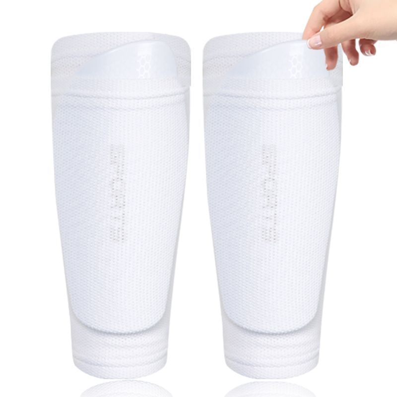 Soccer Shin Guard Socks - White, Size L