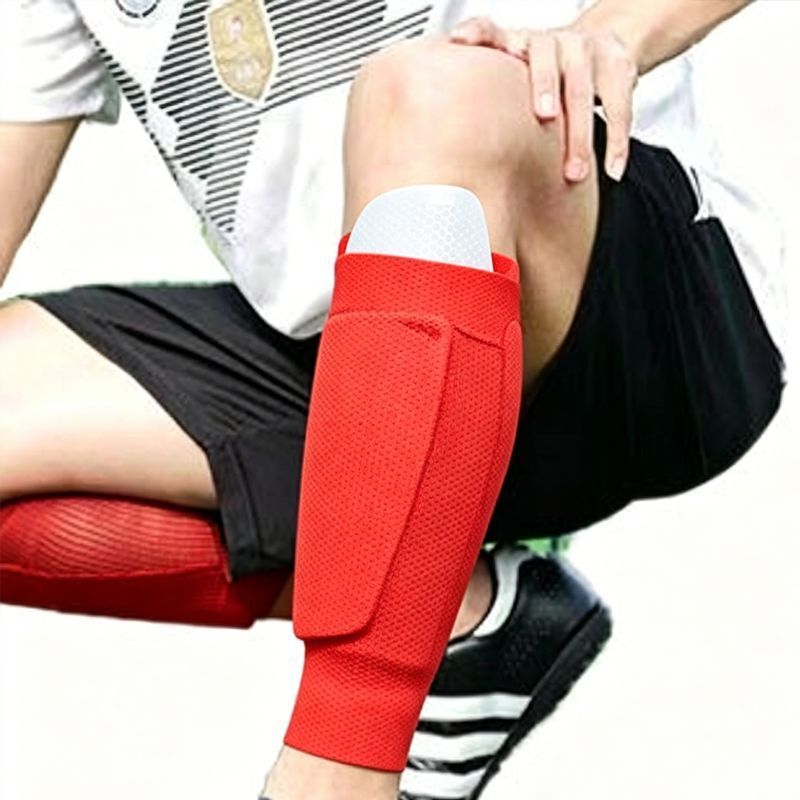 Soccer Shin Guard Socks - Red, Size L
