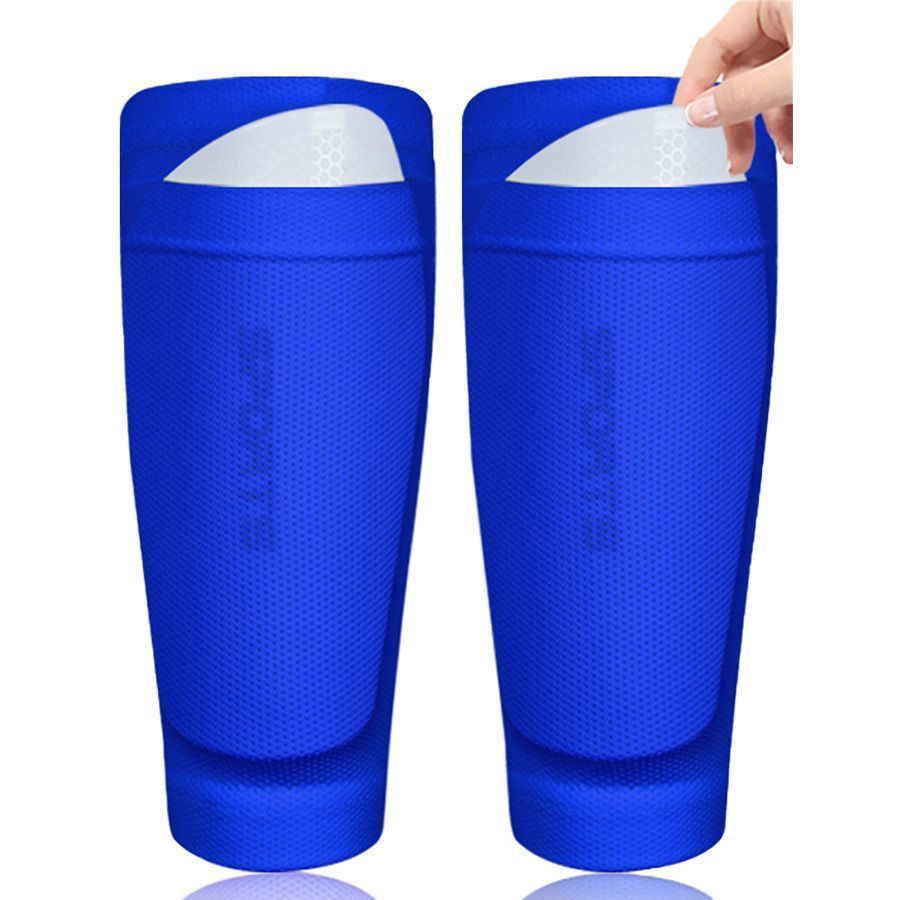 Soccer Shin Guard Socks - Blue, Size L