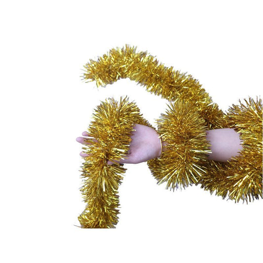 2m Thick Tinsel Garland - Gold, 5 Pack