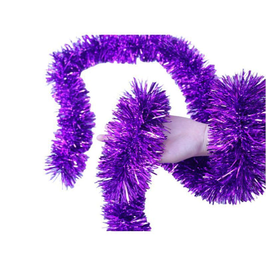 2m Thick Tinsel Garland - Purple, 5 Pack