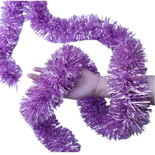 2m Thick Tinsel Garland - Light Pink, 5 Pack