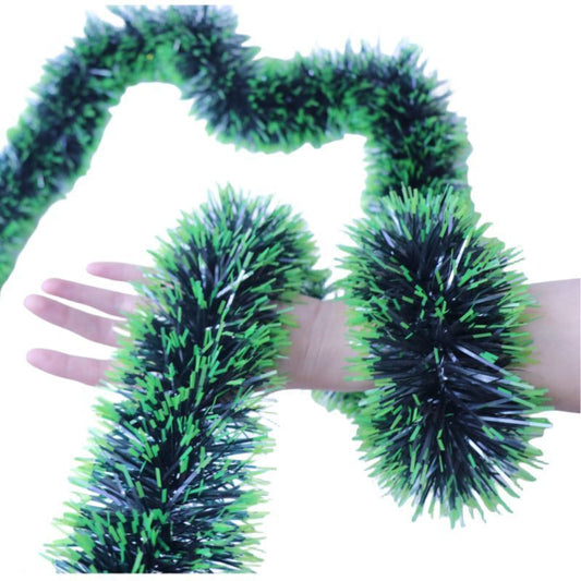 2m Thick Tinsel Garland - Dark Green, 5 Pack