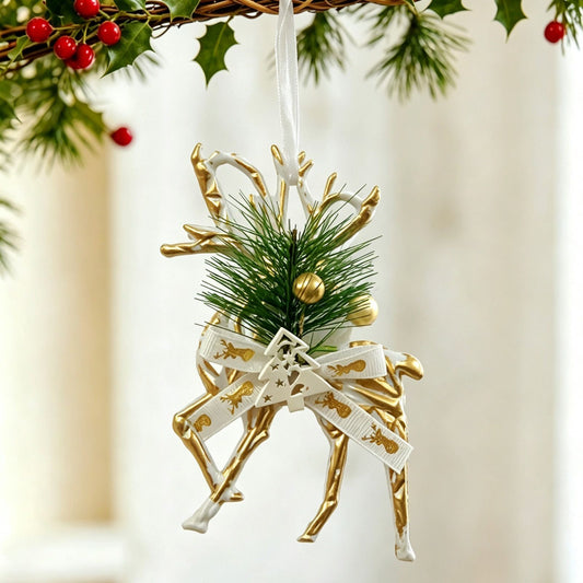 White & Gold Reindeer Christmas Bauble
