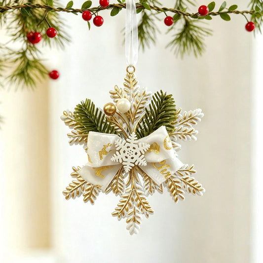White & Gold Snowflake Christmas Decor - 3 Pack