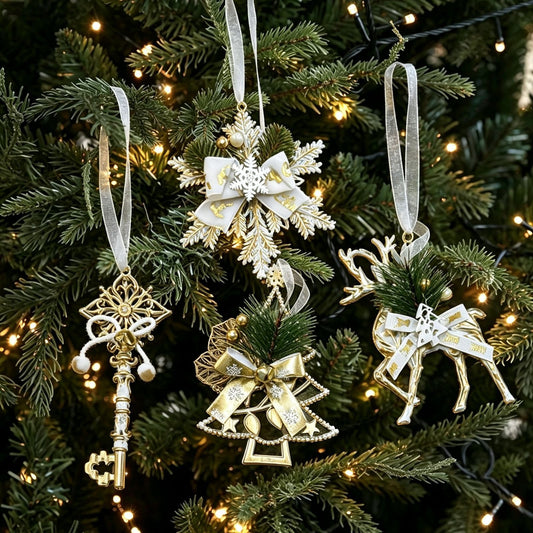 White & Gold Christmas Baubles - 12 Pack