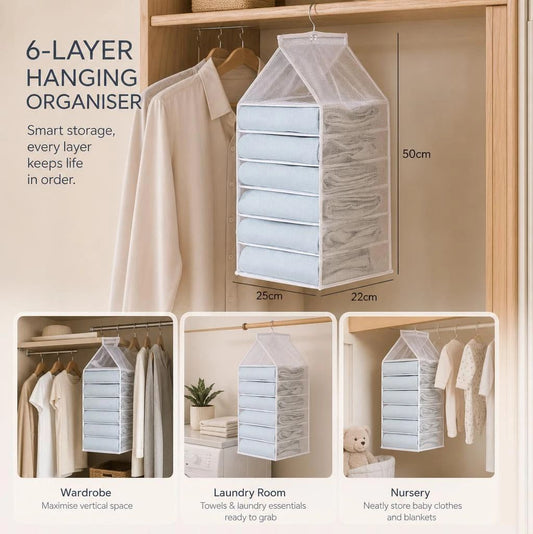 Hanging Clothes Organiser - white