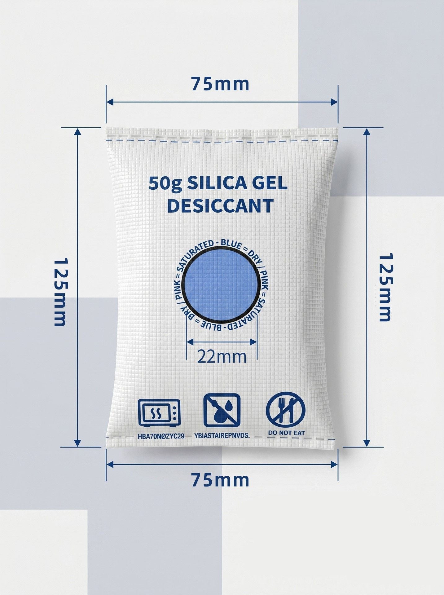 Cobalt Free Flat Top White Silica Gel Desiccant, Moisture Absorbing Sachets, 50g Two Pack