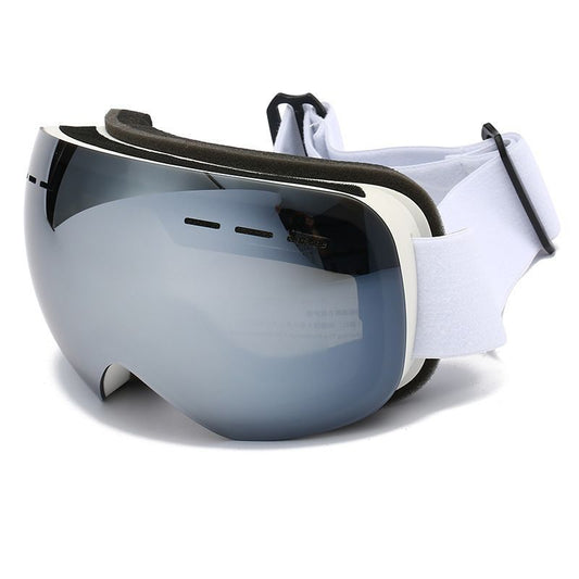 Spherical Ski Goggles - White Strap, Grey Lens