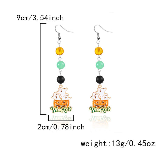 Gothic Pumpkin Ghost Drop Earrings - ER25Y0150