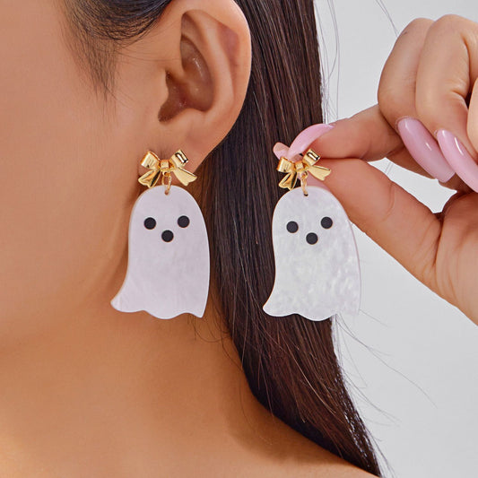 Gothic Pumpkin Ghost Drop Earrings - ER25Y0347
