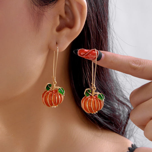 Gothic Pumpkin Ghost Drop Earrings - ER25Y0249-1