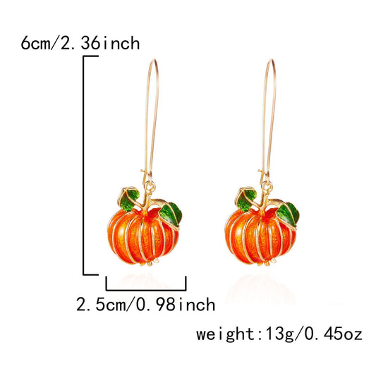 Gothic Pumpkin Ghost Drop Earrings - ER25Y0249-1