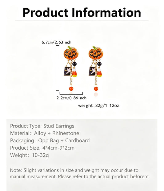 Gothic Pumpkin Ghost Drop Earrings - ER25Y0348-1