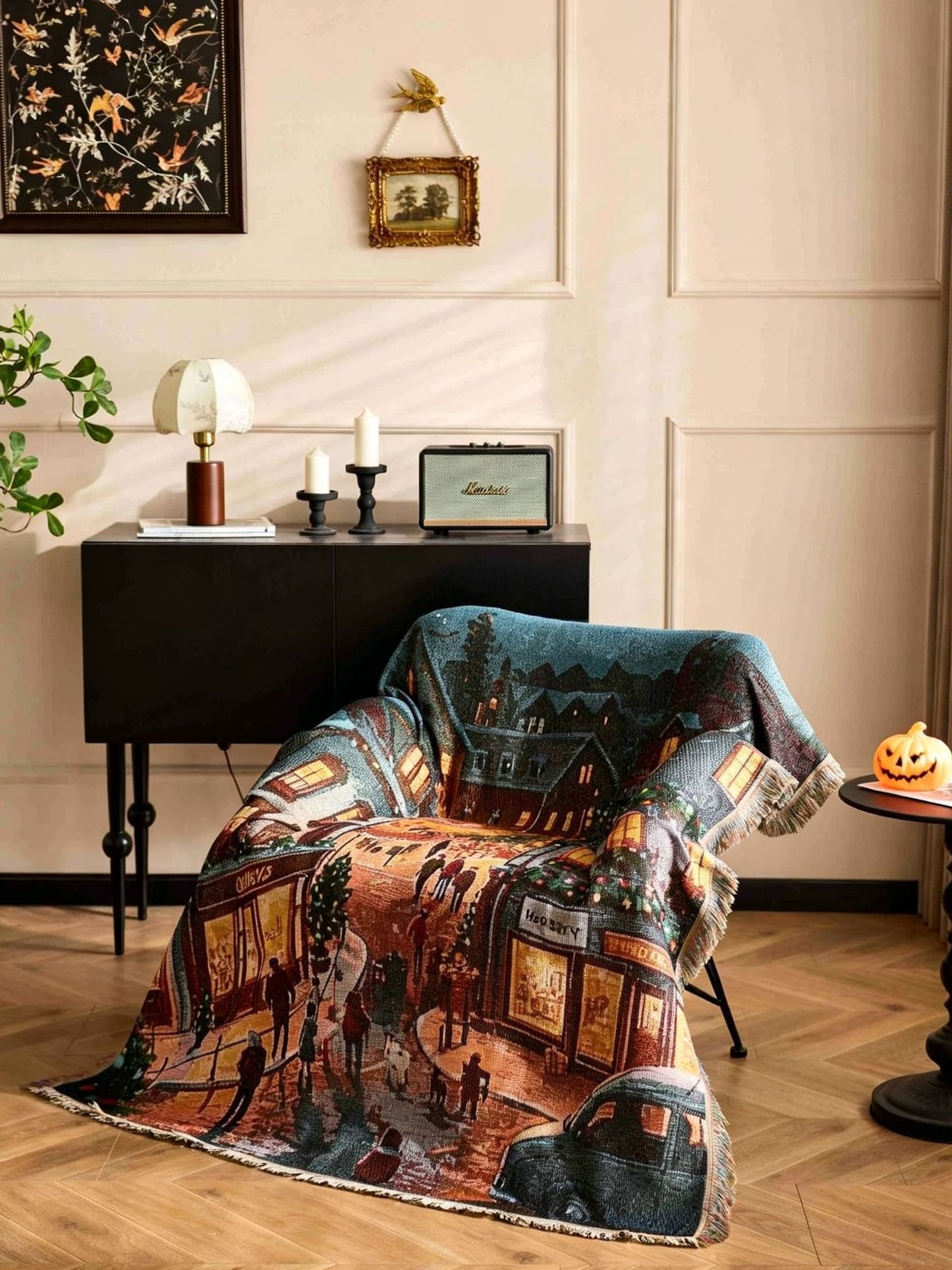 Festive Cat Print Throw Blanket - 157 x 130cm