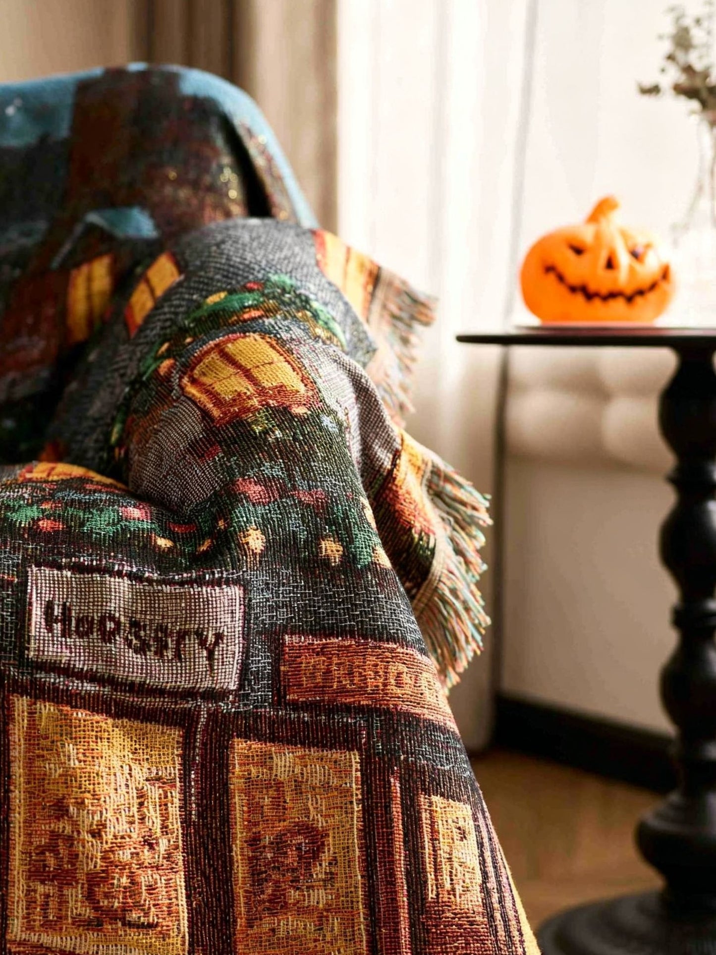 Festive Cat Print Throw Blanket - 157 x 130cm