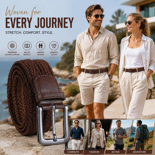 Woven Stretch Belt - Coffee