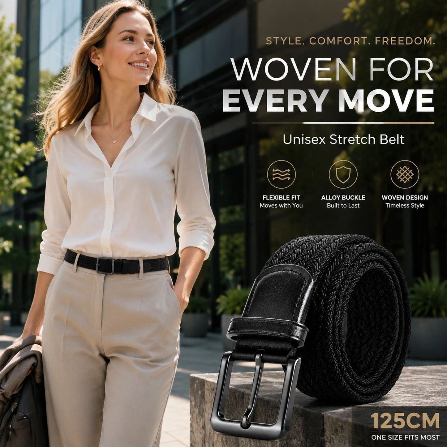 Woven Stretch Belt - Black