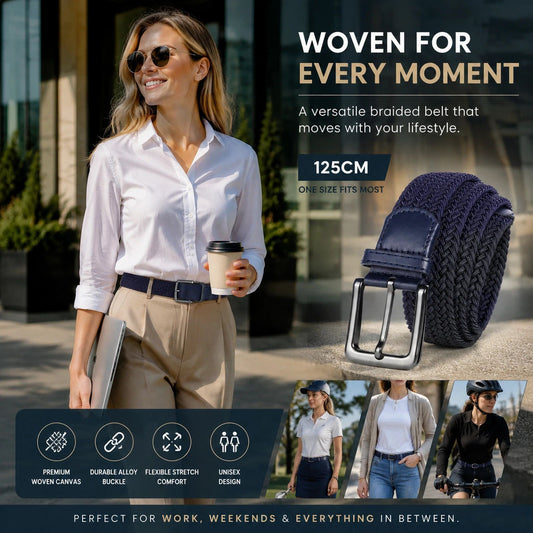 Woven Stretch Belt - Navy