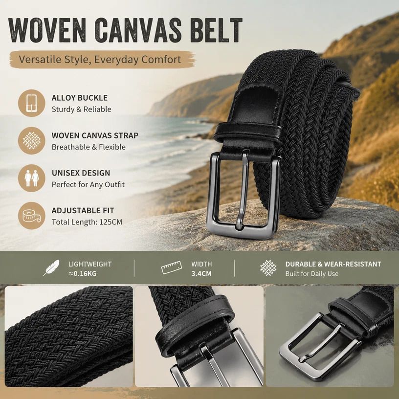 Woven Stretch Belt - Navy