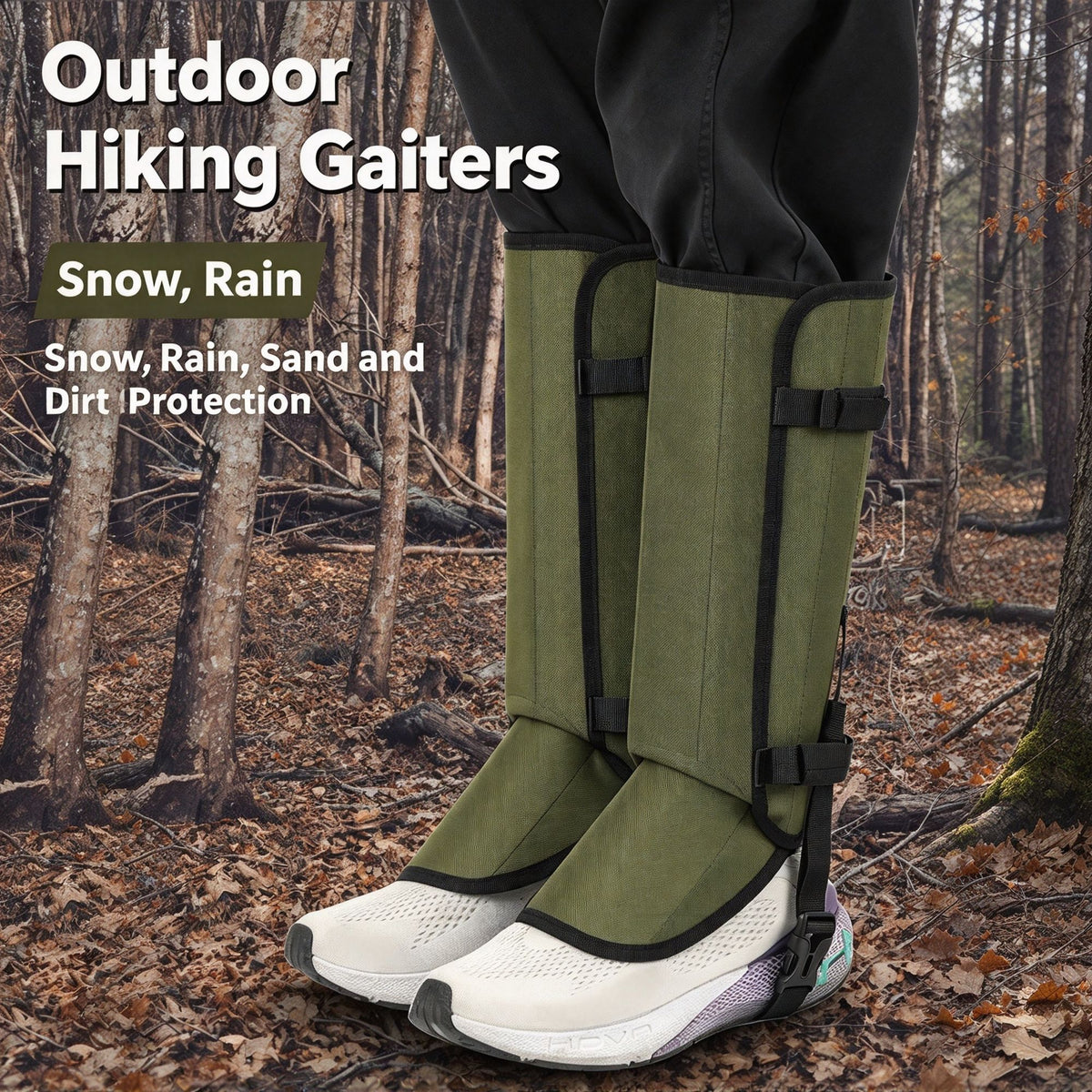 Hiking Camping Anti‑Snake Bite Leg Protector Green 1 Pair, Anti‑Scratch Knee Sleeve Snow‑Proof Shoe Gaiter, Halloween Outdoor Jungle Climbing Protective Accessory