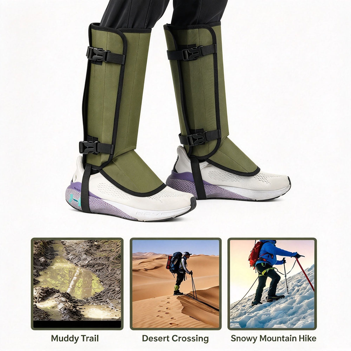 Outdoor Anti‑Snakebite Leg Gaiters Black 1 Pair, Anti‑Scratch Knee Protection Snow‑Resistant Shoe Cover, Holiday Mountain Camping Hiking Leg Guard Equipment