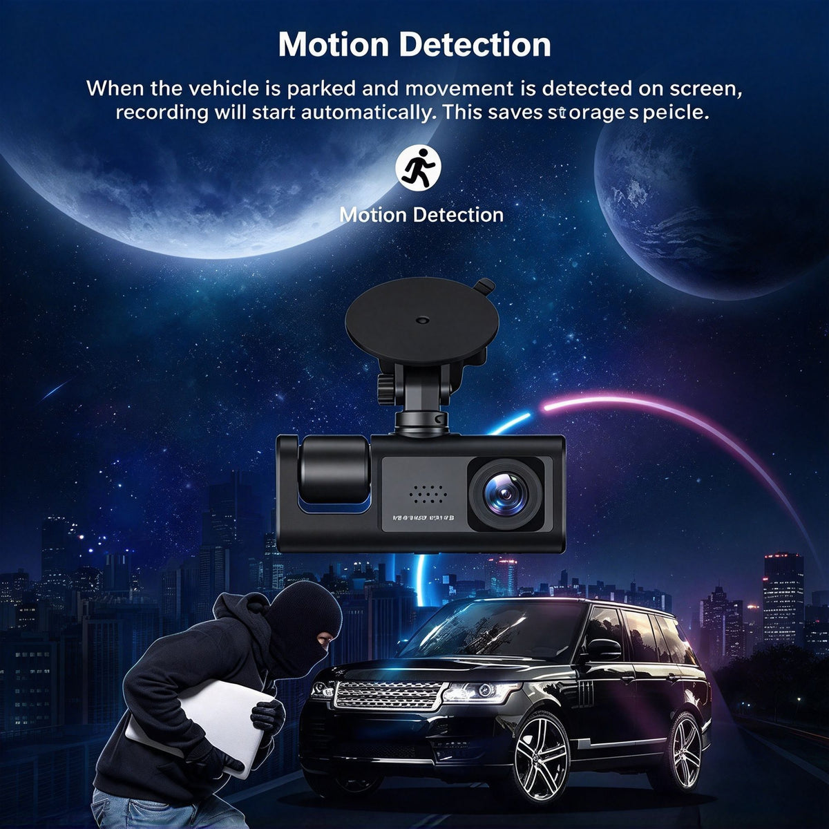 2‑Inch Screen Triple‑Lens Car DVR Front Interior Rear With 32G Memory Card HD Night‑Vision Parking Surveillance Recording, Ideal Xmas Present For Driver Auto Holiday Accessory