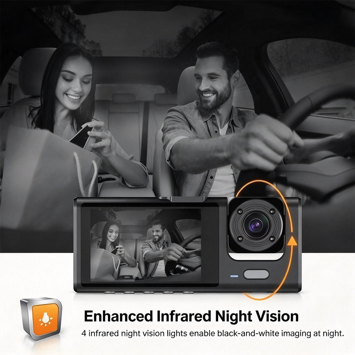 Wireless 2‑Inch HD WiFi Dash Cam Dual Front & Inside Lens 32G Memory Card Night Vision Parking Monitor Mobile Phone Interconnection, Surprise Gift For Family Friends Car Enthusiast