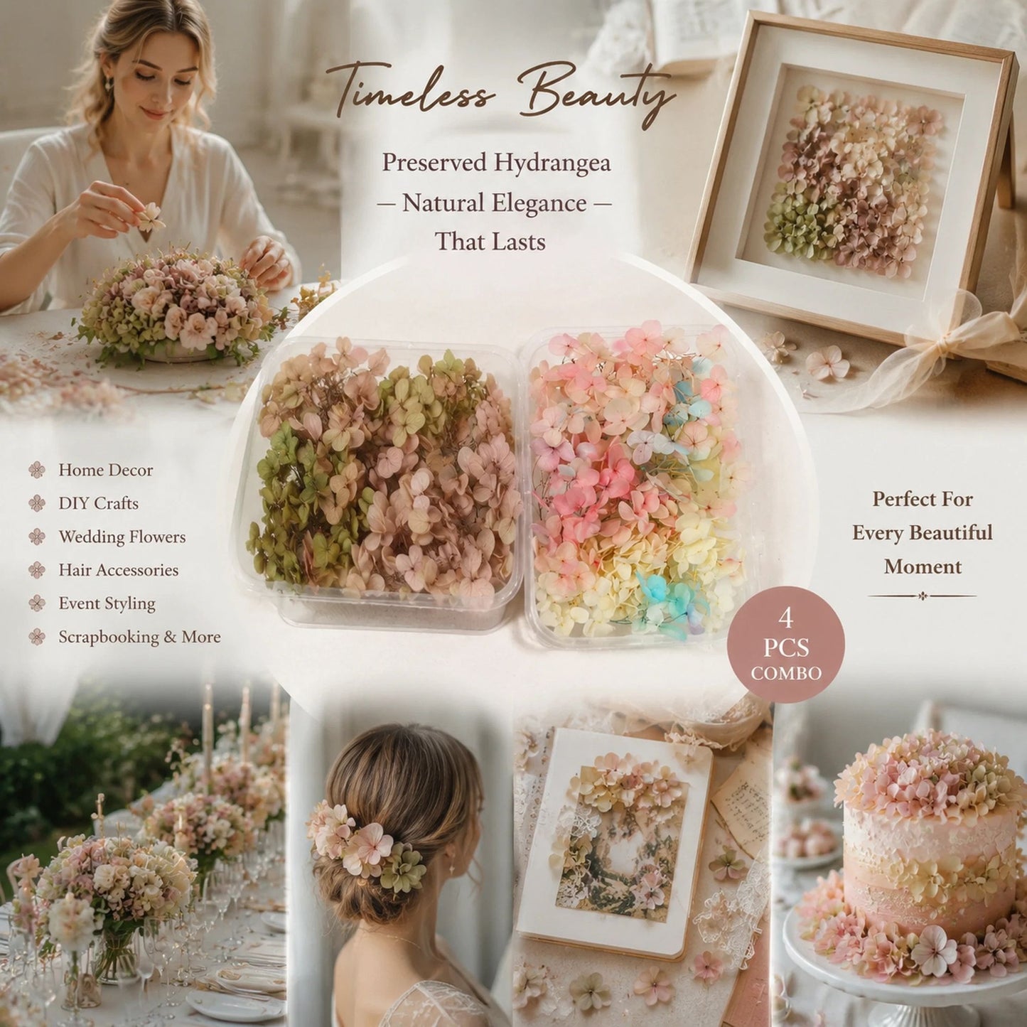 Preserved Hydrangea Decor Pack - Blue Mix