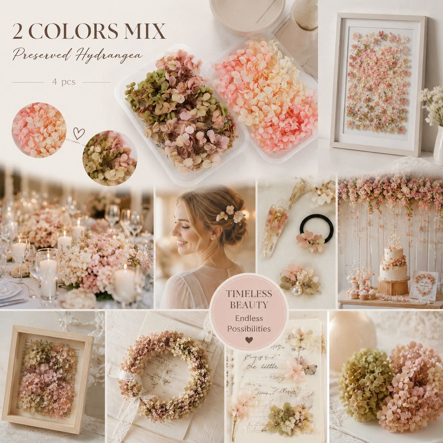 Preserved Hydrangea DIY Gift Kit - Blue & Champagne