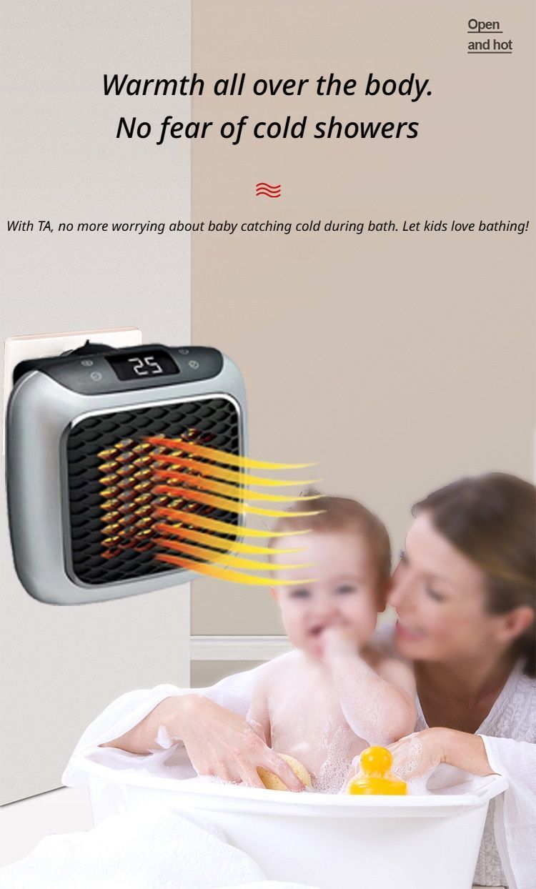 Mini Wall-Mounted Electric Heater - Grey