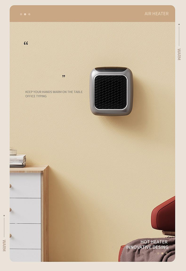 Mini Wall-Mounted Electric Heater - Grey