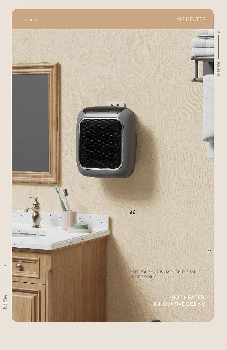 Mini Wall-Mounted Electric Heater - Grey