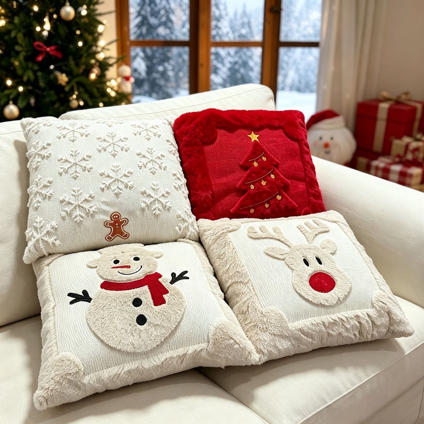 Christmas Cushion Cover Set - Snowman - 2 Pack