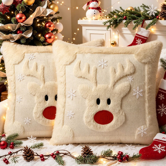 Christmas Cushion Cover Set - Reindeer - 2 Pack