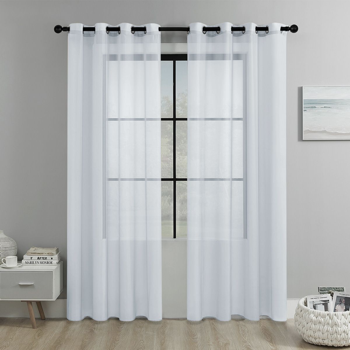 Light Transparent Window Sheers 2 Pack - White