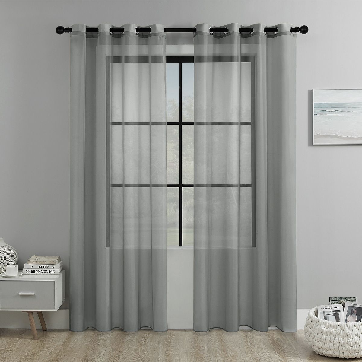 Light Transparent Window Sheers 2 Pack - Grey