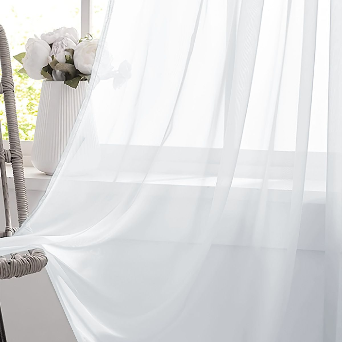 Light Transparent Window Sheers 2 Pack - Grey