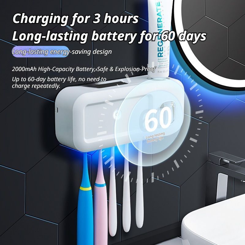 White UV Toothbrush Holder with Dispenser